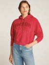 FELPA CROP CON CAPPUCCIO TOMMY HILFIGER DA DONNA ROSSO