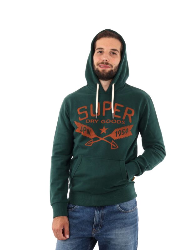 FELPA CON CAPPUCCIO SUPERDRY UOMO VERDE