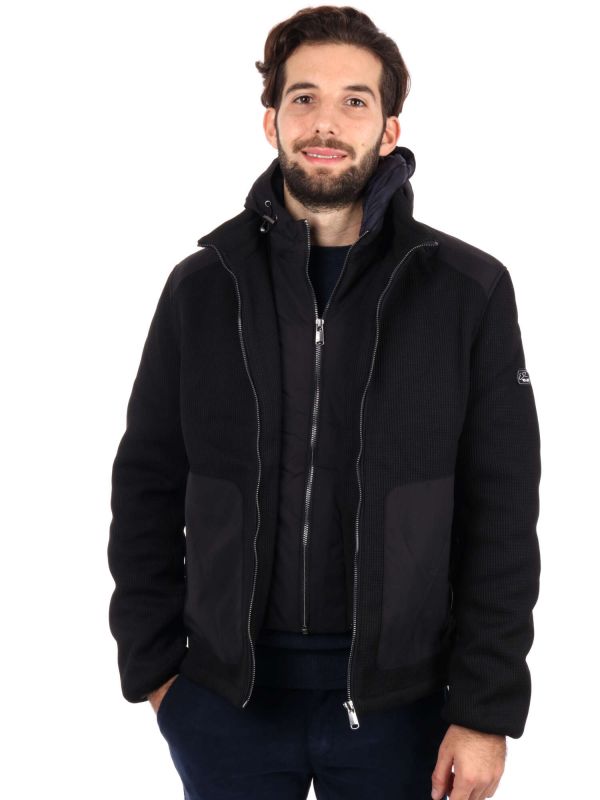 GIUBBINO IN MAGLIA CON INSERTI SOFTSHELL YES-ZEE UOMO NERO