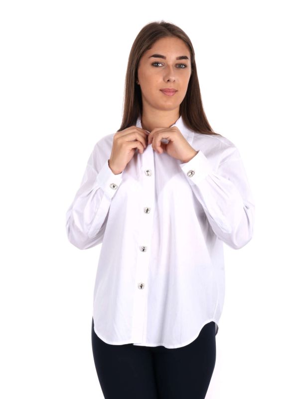 CAMICIA CON BOTTONI GIOIELLO EFFEPI DONNA BIANCO