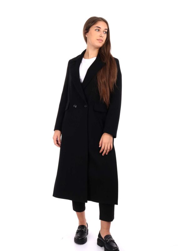 CAPPOTTO LUNGO CON SPACCHI LATERALI EFFEPI DONNA NERO