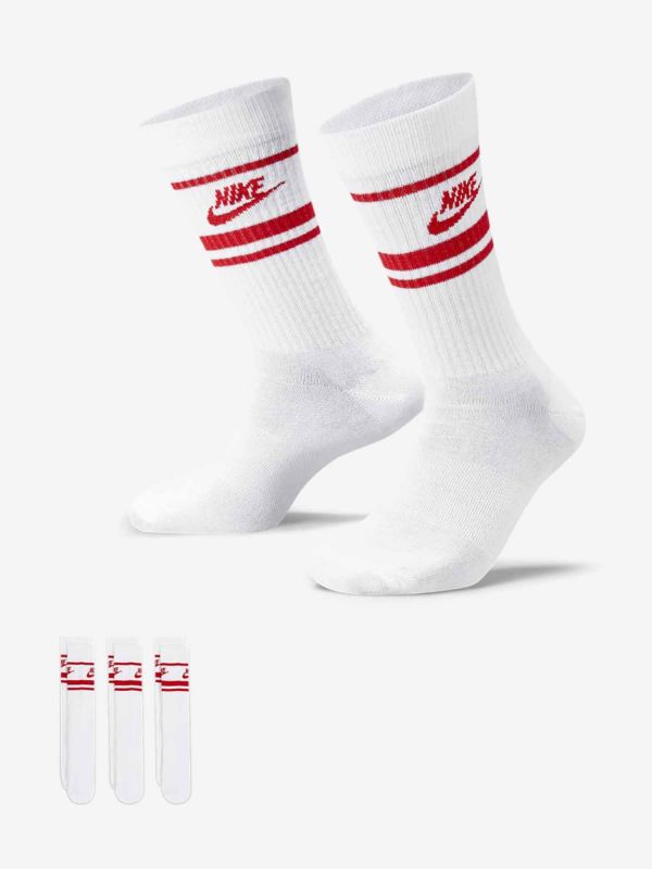 CALZE SPORTIVE MEDIA LUNGHEZZA 3 PZ NIKE BIANCO-ROSSO