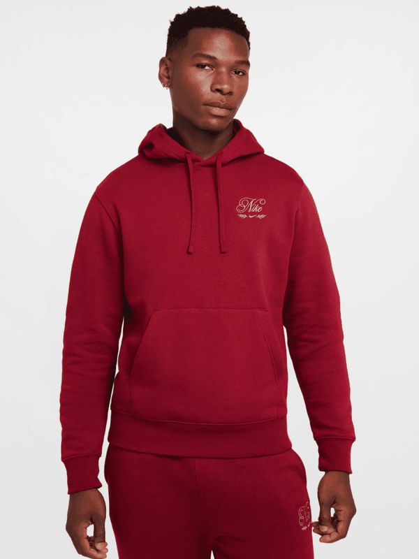 FELPA CON CAPPUCCIO FLEECE NIKE UOMO ROSSO