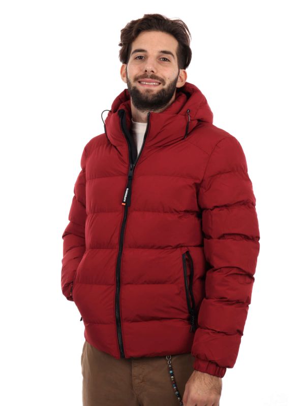 GIUBBINO HOODED SPORTS PUFFER SUPERDRY UOMO BORDEAUX