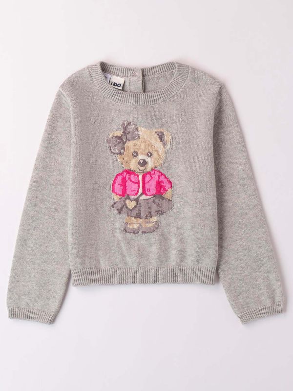 MAGLIA CON ORSO IDO BAMBINA GRIGIO