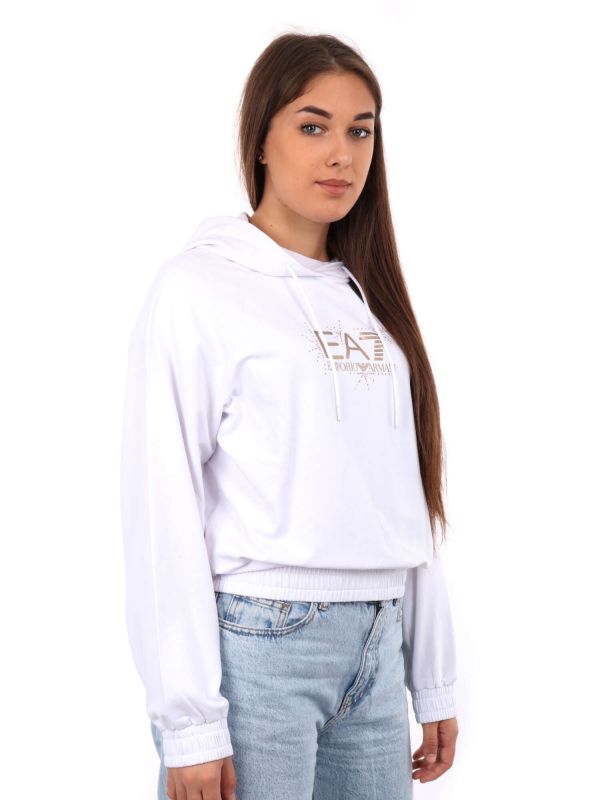 FELPA CON CAPPUCCIO TRAIN TRACKSUIT EA7 DONNA BIANCO