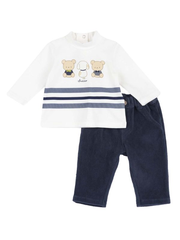 CHICCO SET T-SH+PANT - BIANCO-BLU