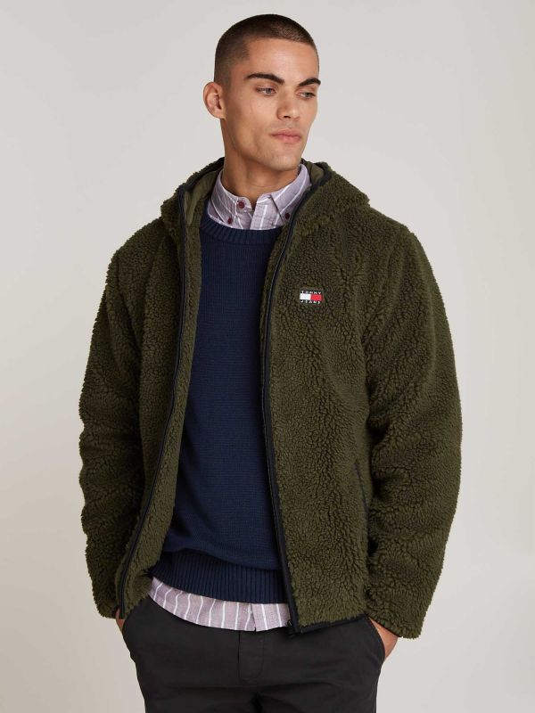 SHERPA CON CAPPUCCIO TOMMY JEANS UOMO VERDE