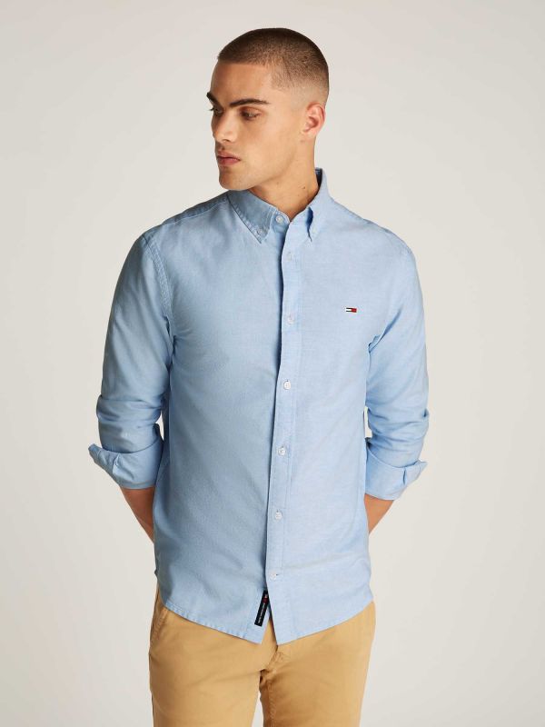 CAMICIA OXFORD TOMMY JEANS UOMO CELESTE