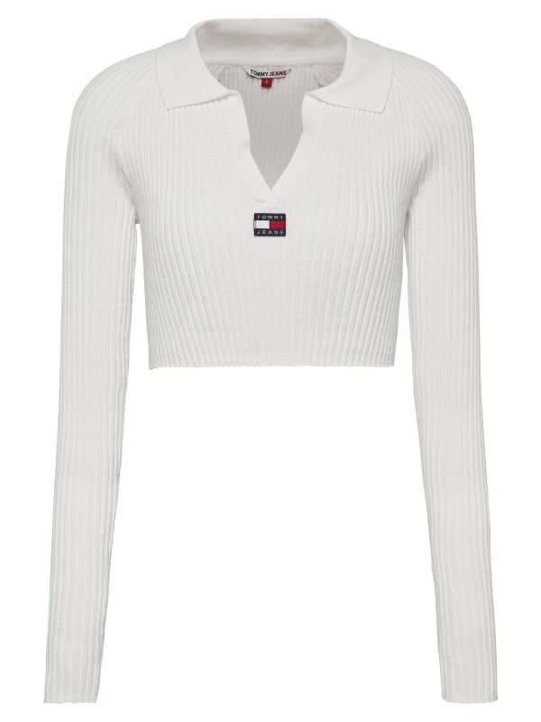 T-shirt Tommy Hilfiger Slim Badge Rib da Donna - Bianco