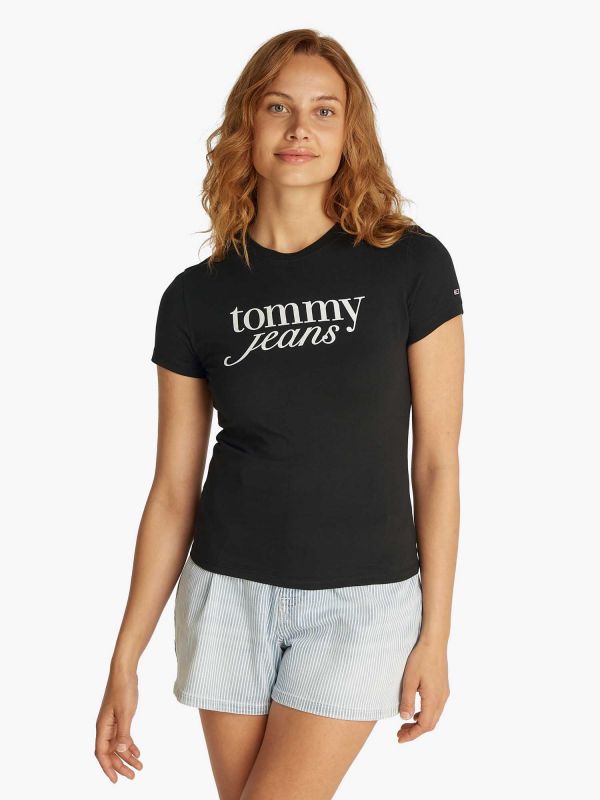 T-SHIRT SLIM ESSENTIAL TOMMY JEANS DONNA NERO