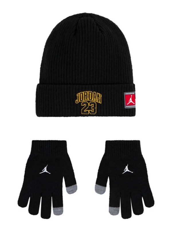 SET CAPPELLO E GUANTI JORDAN RAGAZZI NERO ORO