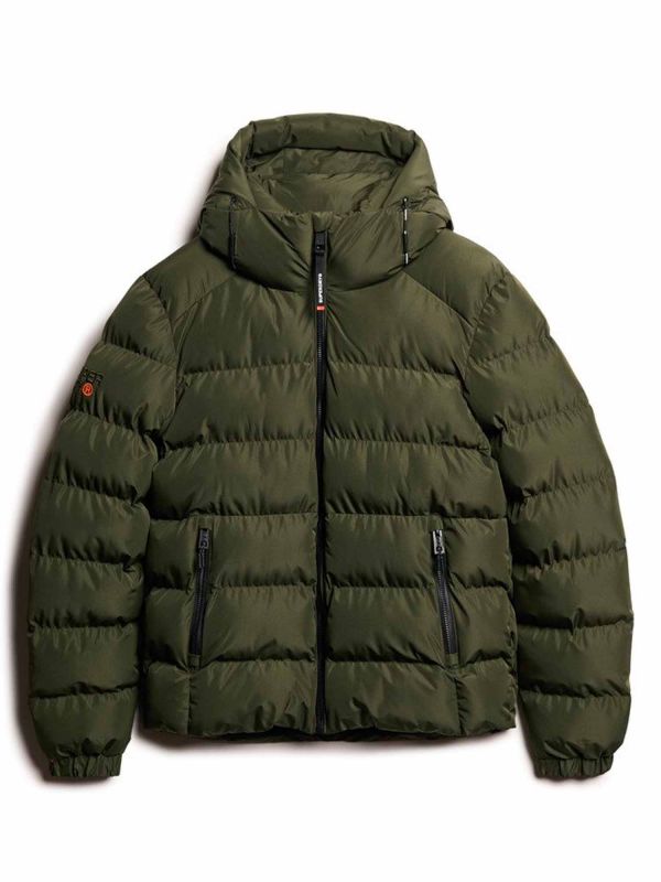 GIUBBINO HOODED SPORTS PUFFER SUPERDRY UOMO VERDE MILITARE