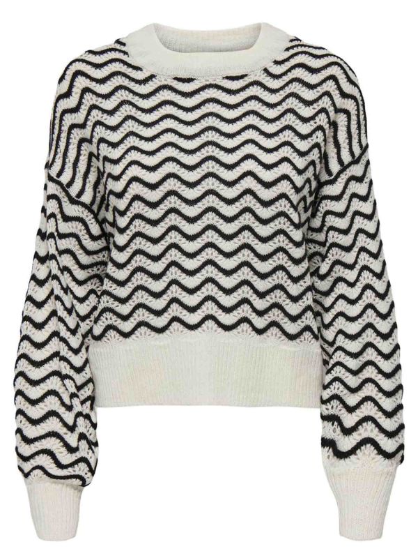 JDY RITA L/S SHORT - BIANCO-NERO