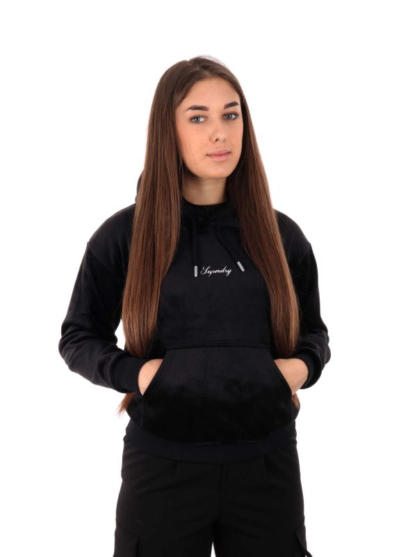 FELPA CON CAPPUCCIO SUPERDRY DONNA NERO