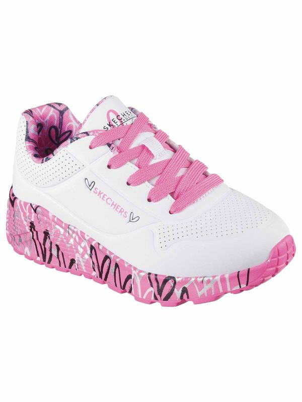 SKECHERS UNO LITE - BIANCO ROSA