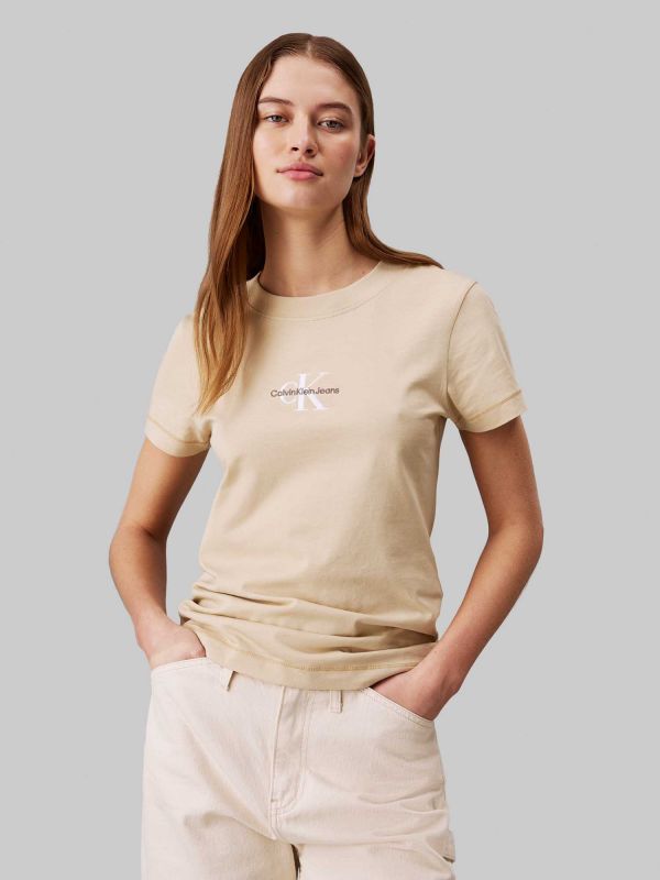 T-SHIRT CON MONOGRAMMA CALVIN KLEIN JEANS DONNA KAKI