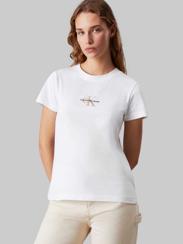 T-SHIRT CON MONOGRAMMA CALVIN KLEIN JEANS DONNA BIANCO