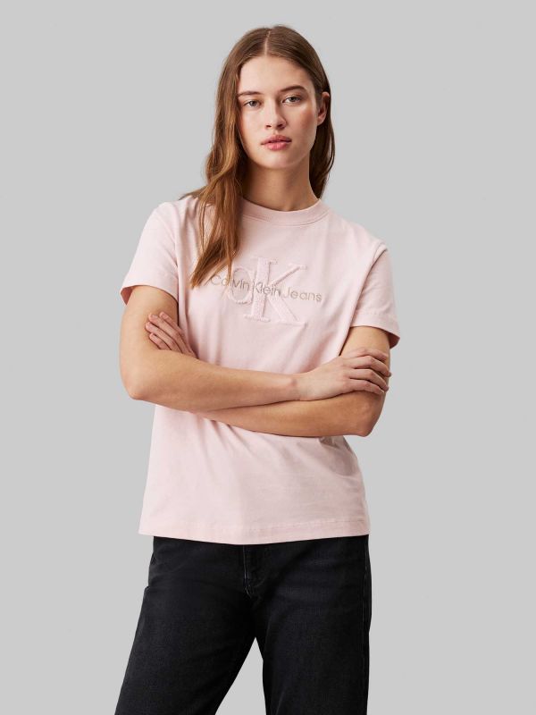 T-SHIRT LOGO IN CINIGLIA CALVIN KLEIN DONNA ROSA