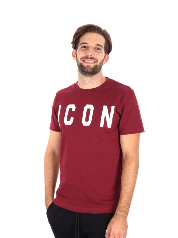 T-SHIRT MAXI LOGO ICON UOMO BORDEAUX