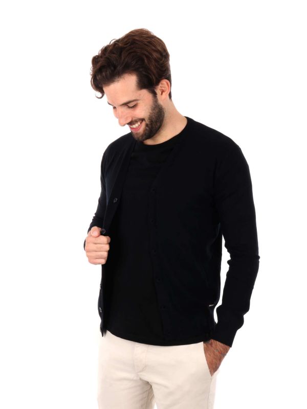 CARDIGAN CON BOTTONI GIANNI LUPO UOMO NERO