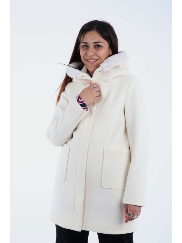 CAPPOTTO CON CAPPUCCIO IN PANNO ARTIGLI DONNA AVORIO