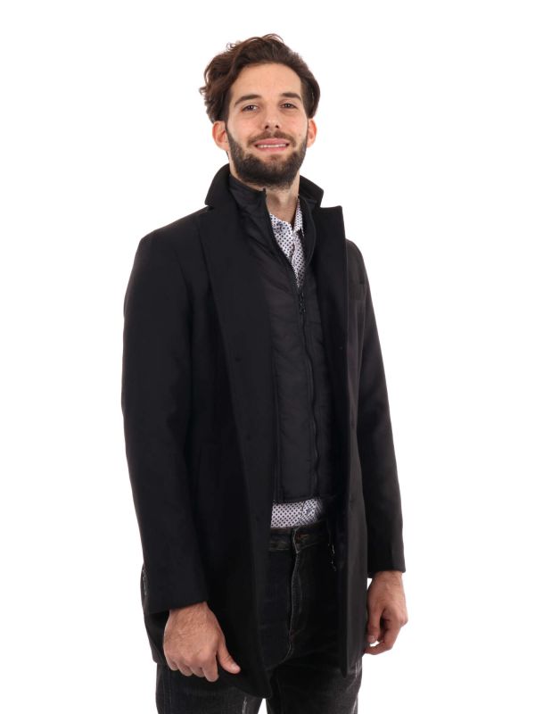 CAPPOTTO CON GILET FB UOMO NERO