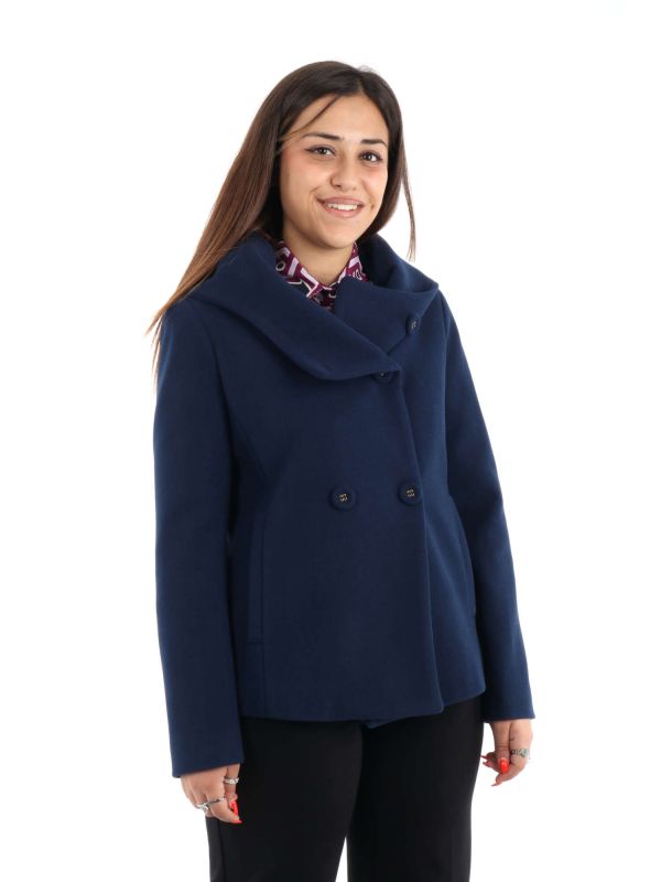 CAPPOTTO CORTO IN PANNO ARTIGLI DONNA BLU