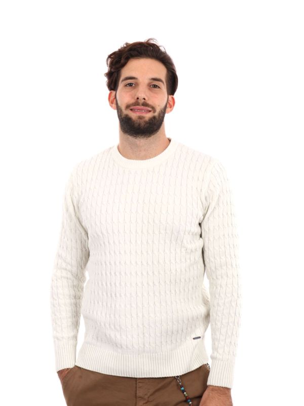 MAGLIONE INTRECCIATO GIANNI LUPO UOMO BIANCO