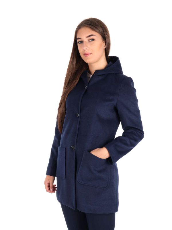 CAPPOTTO CON CAPPUCCIO EFFEPI DONNA BLU