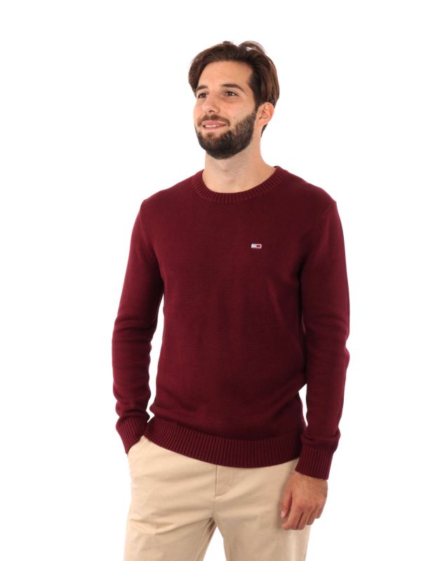 MAGLIONCINO SLIM C-NECK TOMMY JEANS UOMO BORDEAUX